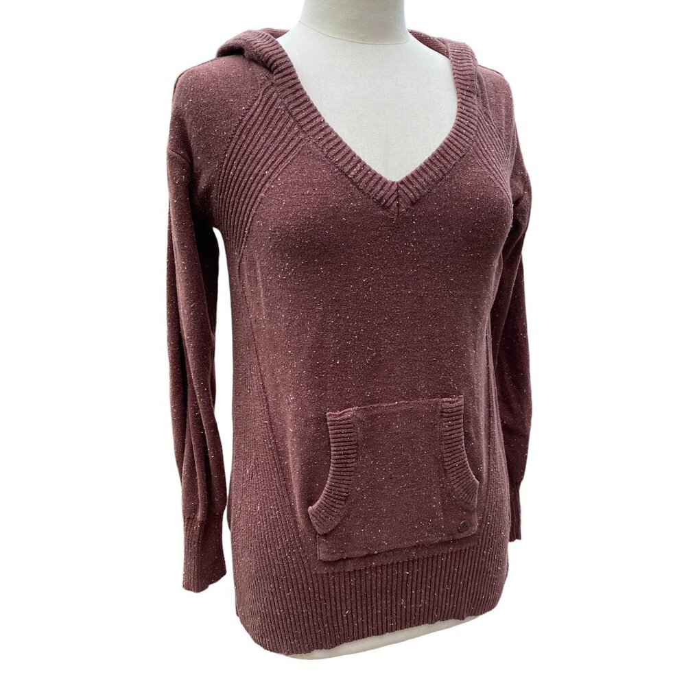 Prana Slub Knit Hoodie Sweater Sz S Brown Gorpcore Outdoor Athleisure Hiking